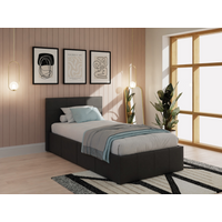 GFW End Lift Ottoman Single Black Faux Ottoman Bed