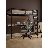 Xr Living Denver Single High Sleeper Bed With Wireless Charging And Led Lights - Oak/Black