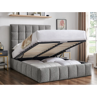 Limelight Starla Square Boucle Storage King Size Grey Ottoman Bed