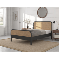 Snuggle Beds Clementine Rattan Bed Double Black Wooden Bed