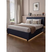 Xr Living Maisie Fabric Ottoman Bed With Underframe Lighting - Navy