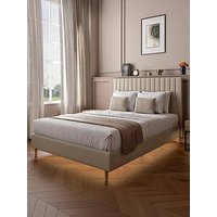 Xr Living Maisie Fabric Bed Frame With Underframe Lighting - Natural
