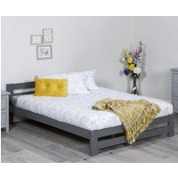 Zenota Wooden Small Double Bed In Grey