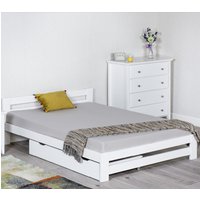 Zenota Wooden Double Bed In White