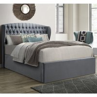 Warren Velvet Ottoman Storage Double Bed In Grey