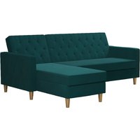 Lahaina Velvet Sofa Bed With Oak Legs In Green