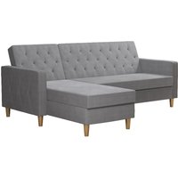 Lahaina Fabric Sofa Bed With Oak Legs In Light Grey