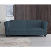 Flex Corduroy Fabric 3 Seater Sofa Bed In Blue
