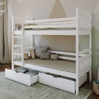 Adrian Wooden Bunk Bed With Bonnell Mattress In Matt White