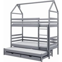 Detroit Wooden Bunk Bed Without Mattress And Trundle In Grey