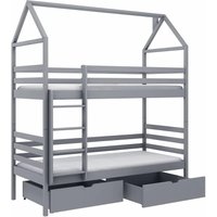 Agnano Wooden Bunk Bed Without Mattress And Storage In Grey