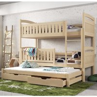 Beckley Wooden Bunk Bed With Bonnell Mattress Trundle In Pine