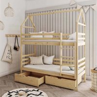 Agnano Wooden Bunk Bed With Bonnell Mattress And Storage In Pine