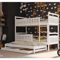 Beckley Wooden Bunk Bed With Bonnell Mattress Trundle In White