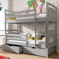 Galena Wooden Bunk Bed With Foam Mattress In Matt Grey