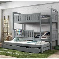 Beckley Wooden Bunk Bed With Foam Mattress Trundle In Grey