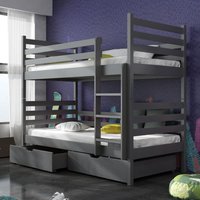 Newry Wooden Bunk Bed With Foam Mattress In Graphite