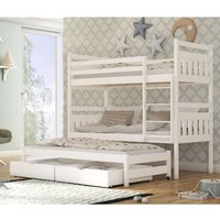 Sarnia Wooden Bunk Bed With Foam Mattress And Trundle In White