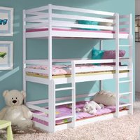 Thirroul Wooden Triple Bunk Bed With Foam Mattress In White