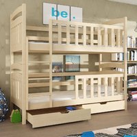 Seguin Wooden Bunk Bed With Foam Mattress And Storage In Pine