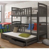 Vernal Wooden Bunk Bed Without Mattress And Trundle In Graphite