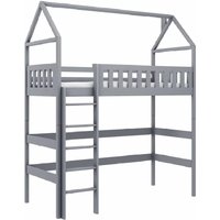 Ozark Wooden Bunk Bed With Bonnell Mattress And Ladders In Grey