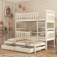 Vernal Wooden Bunk Bed Without Mattress And Trundle In White