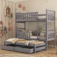 Vernal Wooden Bunk Bed Bonnell Mattress And Trundle In Grey
