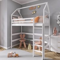 Goleta Wooden Bunk Bed With Bonnell Mattress And Ladder In White
