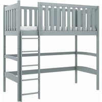 Lititz Wooden Bunk Bed With Foam Mattress And Ladder In Grey