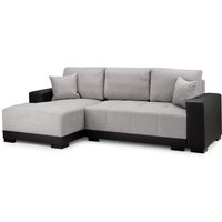 Callison Velvet Left Hand Corner Sofa Bed In Black And Grey