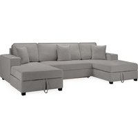 Milford Fabric U Shaped Corner Sofa Bed In Grey