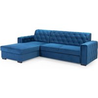 Renton Fabric Left Hand Corner Sofa Bed In Blue