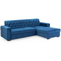Renton Fabric Right Hand Corner Sofa Bed In Blue