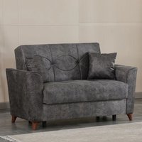 Donnie Leather 2 Seater Sofa Bed In Grey