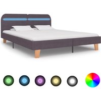 Alpharetta Fabric King Size Bed In Taupe With LED