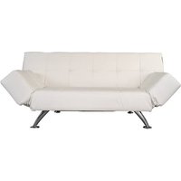 Venice Faux Leather Sofa Bed In White With Chrome Metal Legs