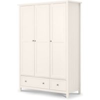 Madge Wooden Wardrobe Wide In White With 3 Doors and 2 Drawers