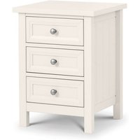 Madge Wooden Bedside Cabinet In White With 3 Drawers