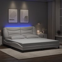 Arcadia Faux Leather Super King Size In White With LED