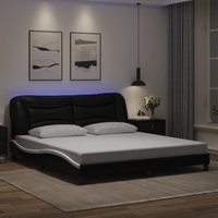 Arcadia Faux Leather Super King Size In Black And White With LED