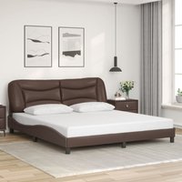 Arcadia Faux Leather Super King Size In Brown With LED