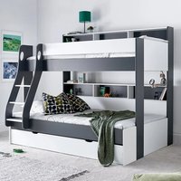 Olympia Wooden Triple Sleeper Bunk Bed With Drawer In Grey White