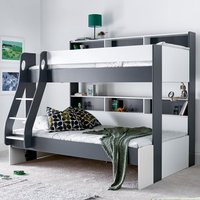 Olympia Wooden Triple Sleeper Bunk Bed In Grey And White