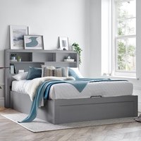 Akron Wooden Ottoman Storage Double Bed In Grey