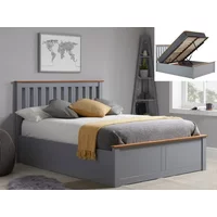 ASC Sydney 4ft6 Double Stone Grey Wooden Ottoman Bed Frame