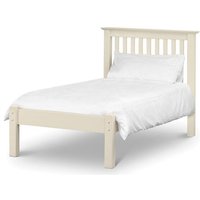 Ballari Wooden Single Low Foot Bed In Stone White