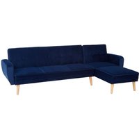 Porrima Upholstered Velvet 3 Seater Sofa Bed In Navy Blue