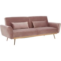 Eltanin Upholstered Velvet Sofa Bed With Gold Legs In Pink