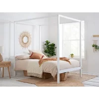 Birlea Mercia 4ft6 Double White Four Poster Wooden Bed Frame